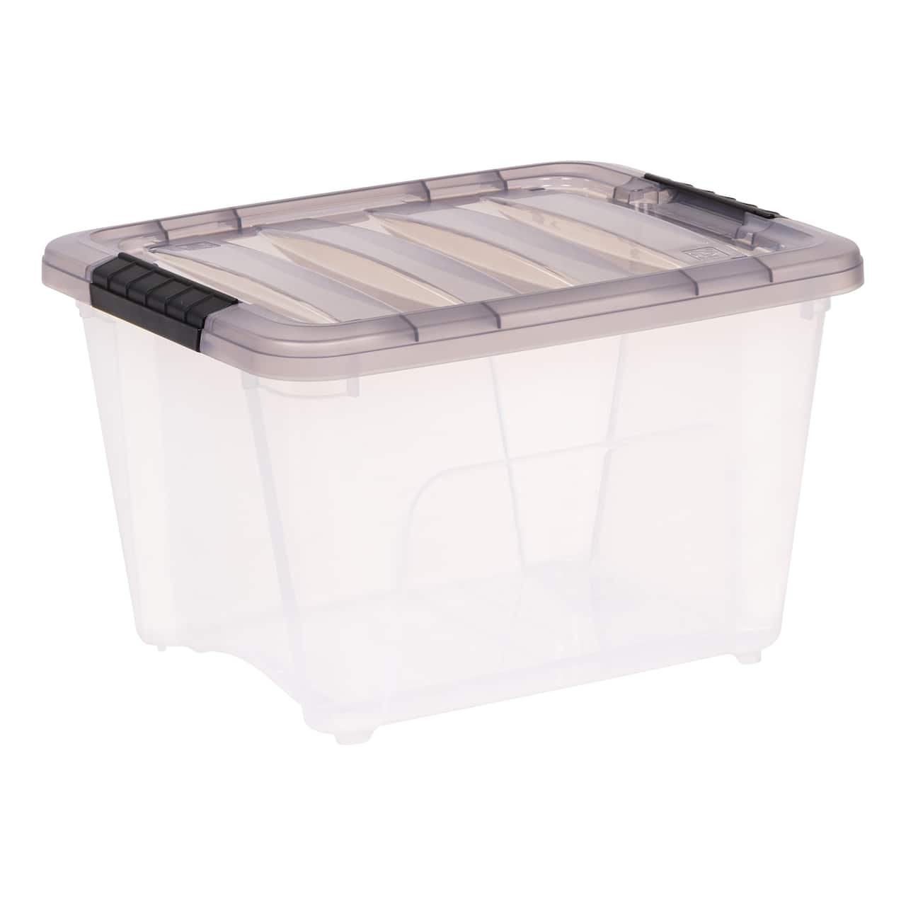 IRIS® Stack & Pull™ Clear Storage Box with Gray Lid